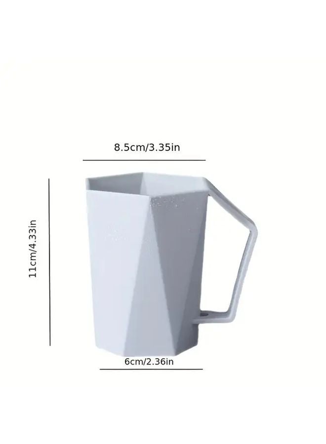 White Toothbrush Cup Holder With Handle Durable Plastic Bathroom Organizer Wall Mounted - Image 3
